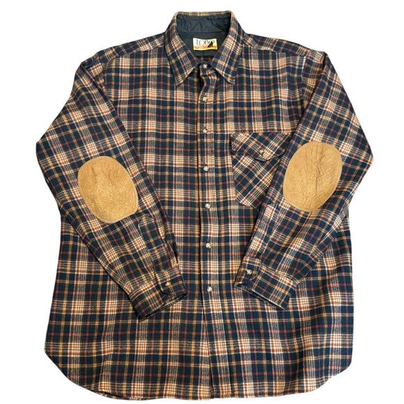 Vintage Lobo by Pendleton Wool Flannel Shirt XL – Plaid Elbow Patch Field Shirt - Picture 1 of 6